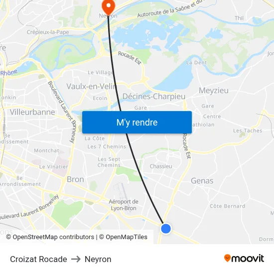 Croizat Rocade to Neyron map
