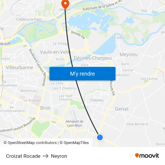 Croizat Rocade to Neyron map