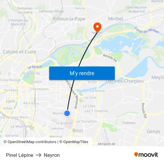 Pinel Lépine to Neyron map