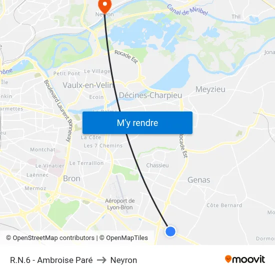 R.N.6 - Ambroise Paré to Neyron map