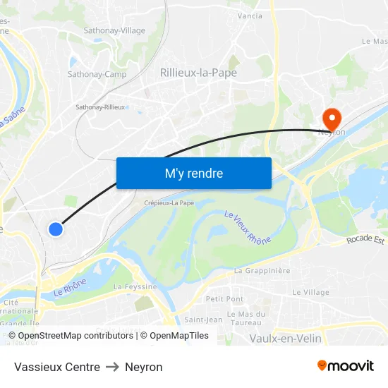 Vassieux Centre to Neyron map