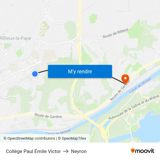 Collège Paul Émile Victor to Neyron map