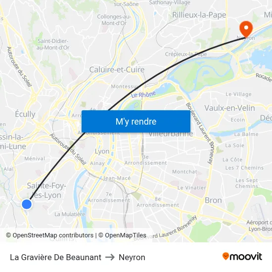 La Gravière De Beaunant to Neyron map