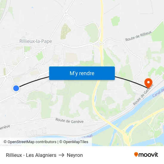Rillieux - Les Alagniers to Neyron map