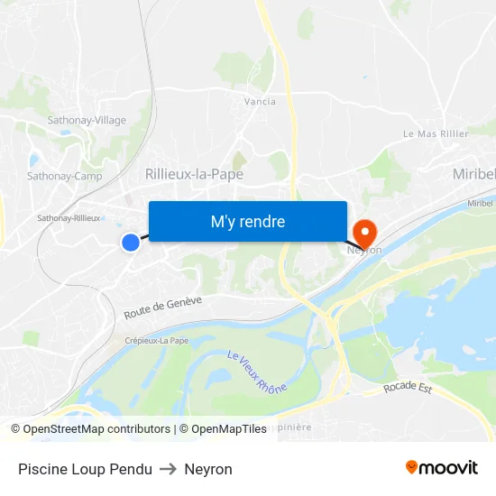 Piscine Loup Pendu to Neyron map
