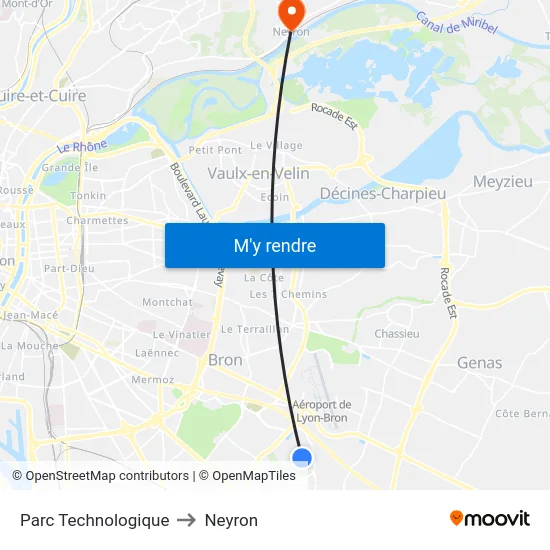Parc Technologique to Neyron map