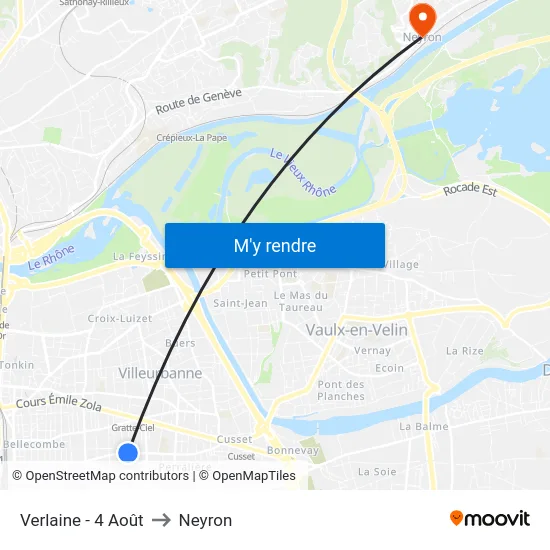 Verlaine - 4 Août to Neyron map