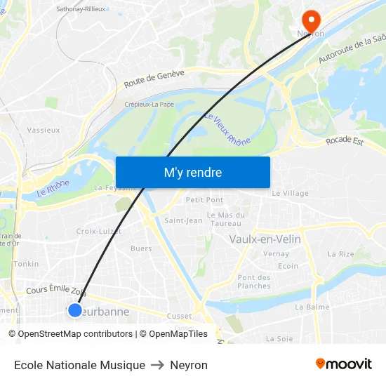 Ecole Nationale Musique to Neyron map
