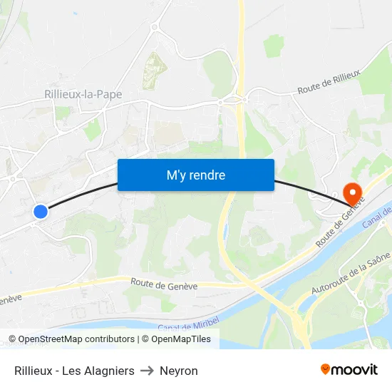 Rillieux - Les Alagniers to Neyron map