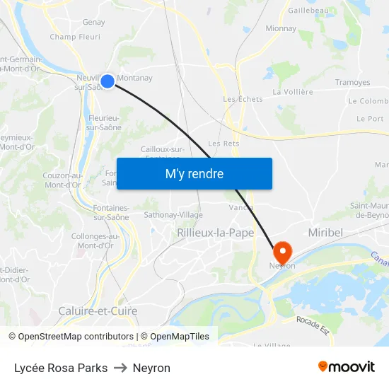 Lycée Rosa Parks to Neyron map