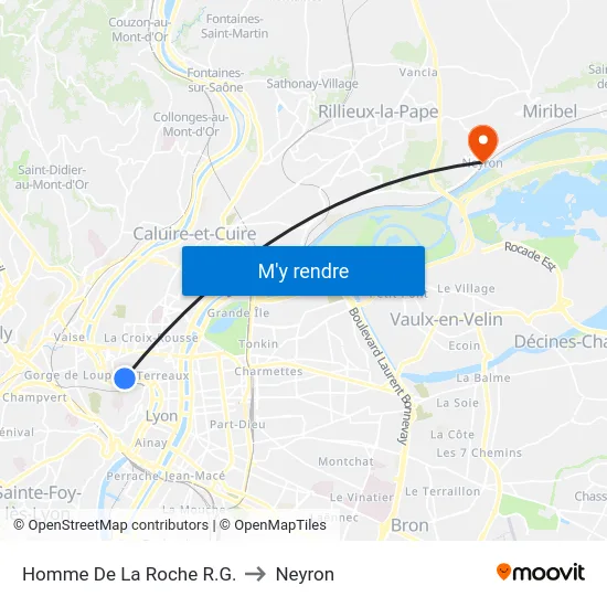 Homme De La Roche R.G. to Neyron map
