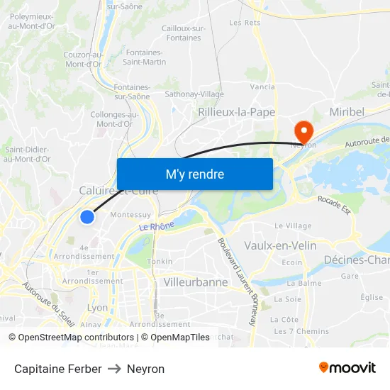 Capitaine Ferber to Neyron map