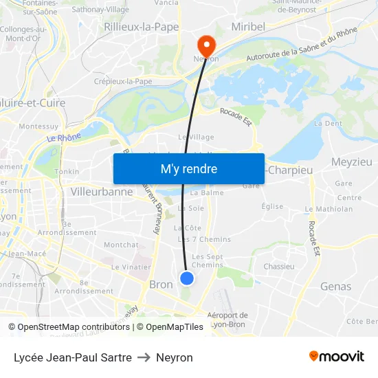 Lycée Jean-Paul Sartre to Neyron map