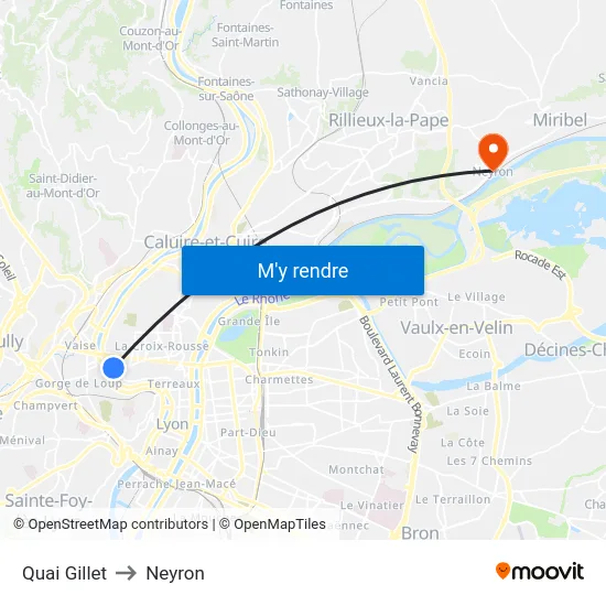 Quai Gillet to Neyron map