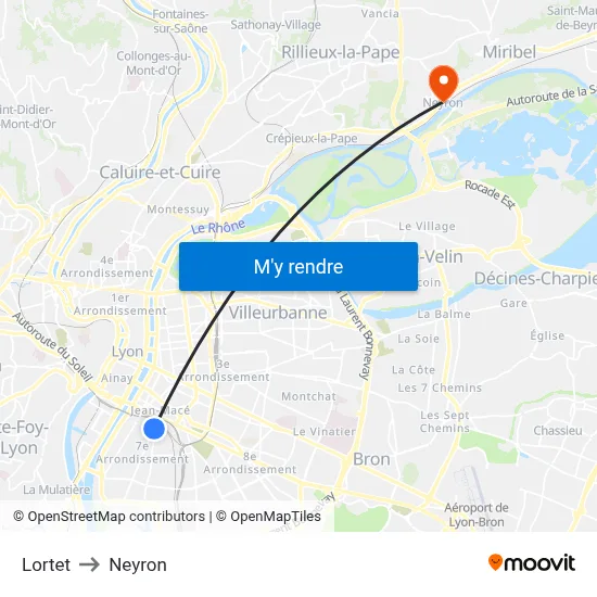 Lortet to Neyron map