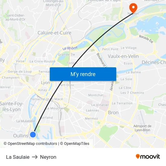 La Saulaie to Neyron map