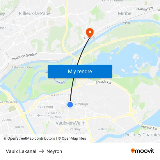 Vaulx Lakanal to Neyron map