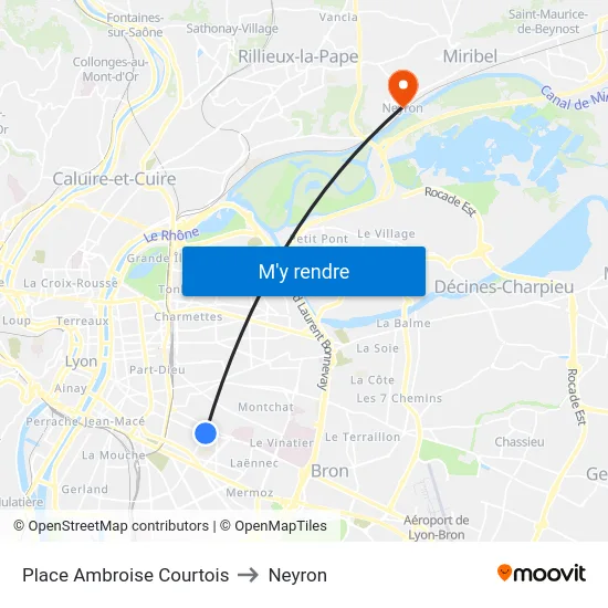 Place Ambroise Courtois to Neyron map