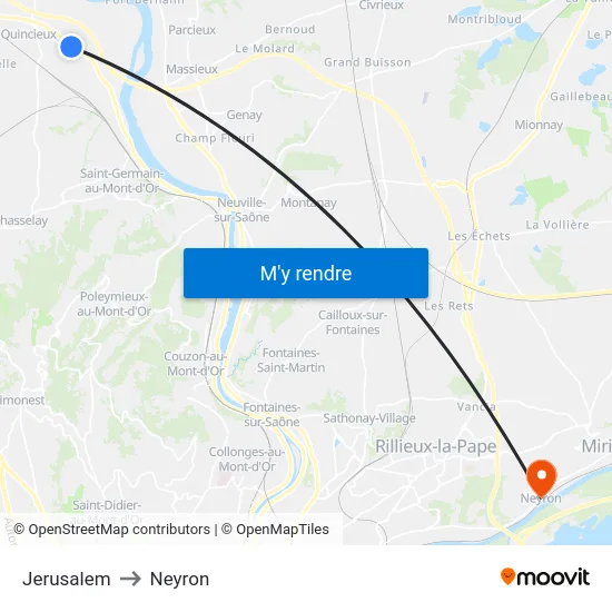 Jerusalem to Neyron map