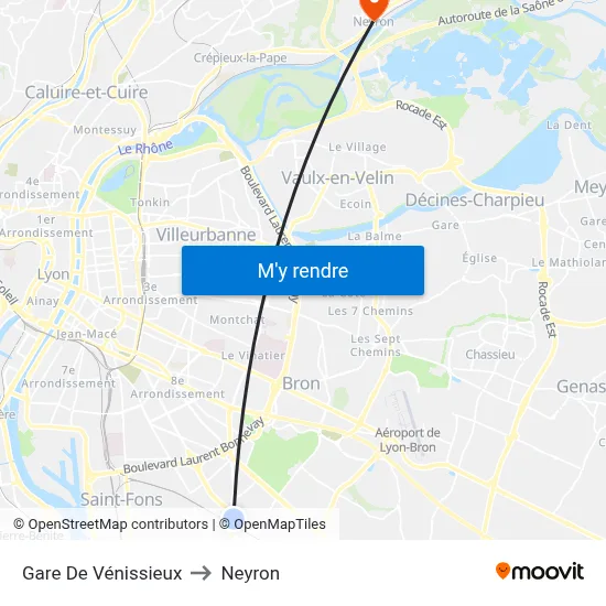 Gare De Vénissieux to Neyron map