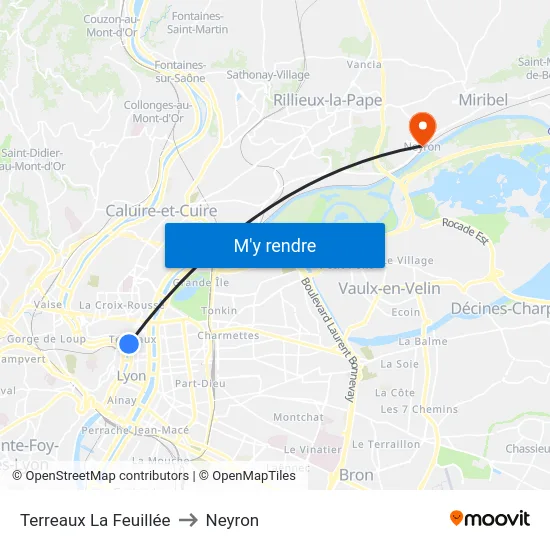 Terreaux La Feuillée to Neyron map