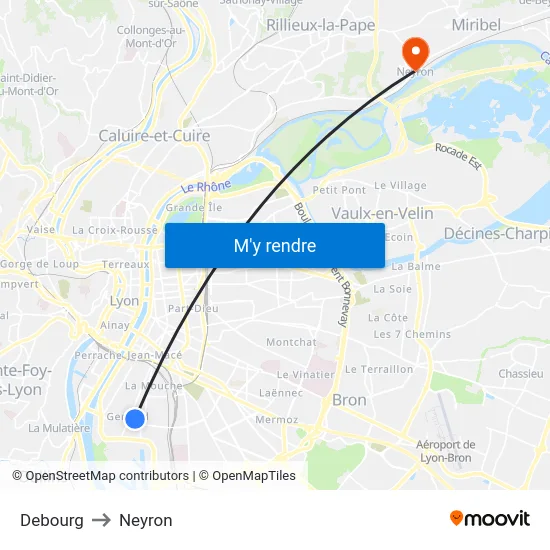 Debourg to Neyron map