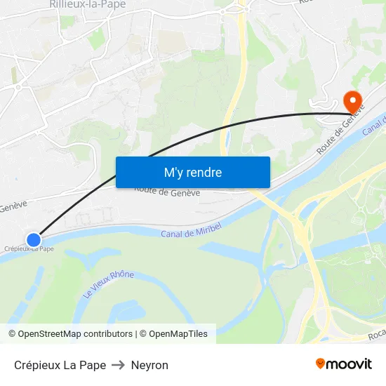 Crépieux La Pape to Neyron map