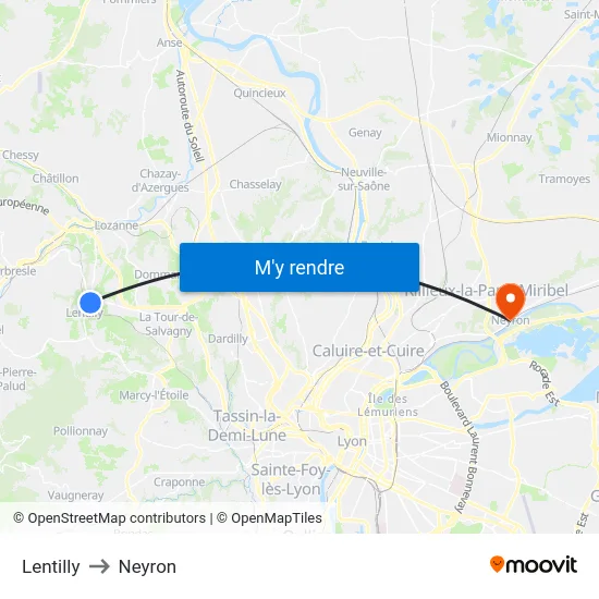 Lentilly to Neyron map