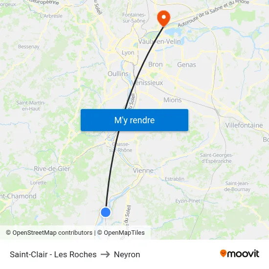 Saint-Clair - Les Roches to Neyron map