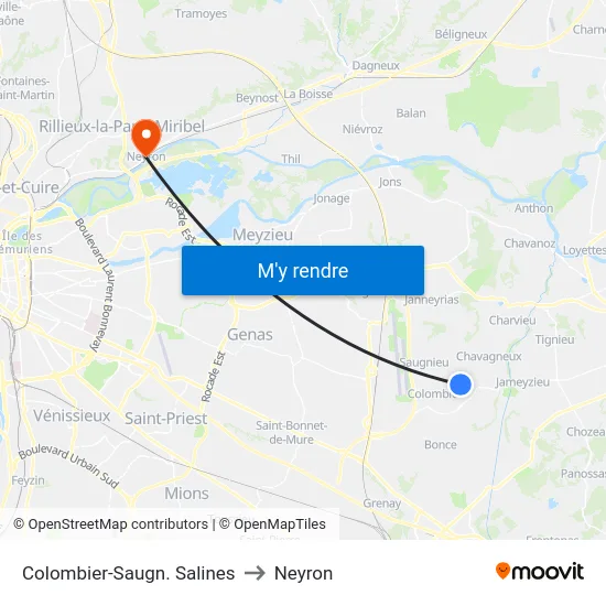 Colombier-Saugn. Salines to Neyron map