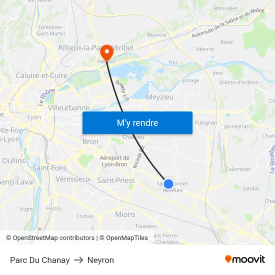 Parc Du Chanay to Neyron map