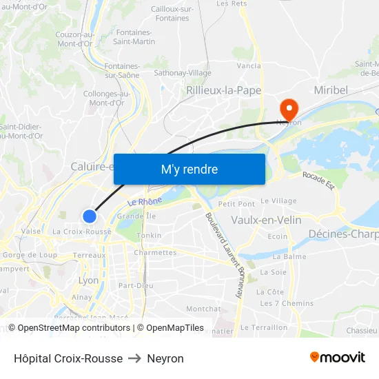 Hôpital Croix-Rousse to Neyron map