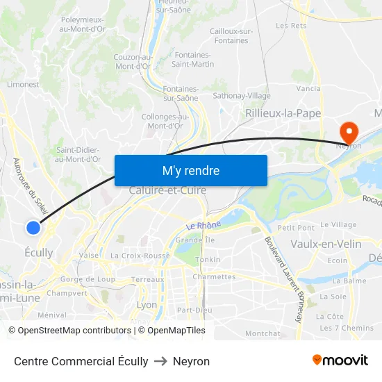 Centre Commercial Écully to Neyron map