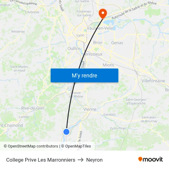 College Prive Les Marronniers to Neyron map