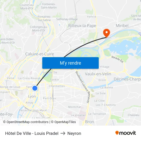 Hôtel De Ville - Louis Pradel to Neyron map