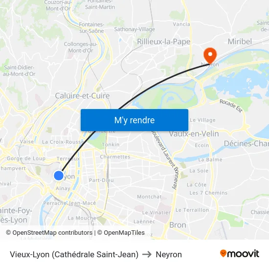 Vieux-Lyon (Cathédrale Saint-Jean) to Neyron map