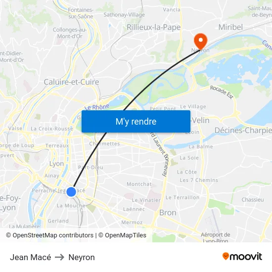 Jean Macé to Neyron map