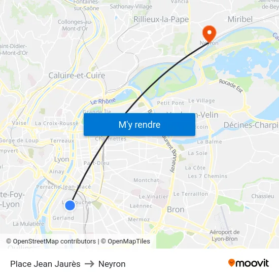Place Jean Jaurès to Neyron map