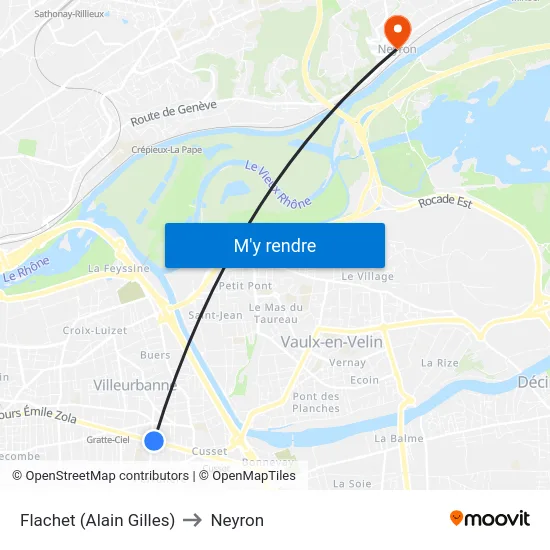 Flachet (Alain Gilles) to Neyron map