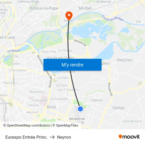 Eurexpo Entrée Princ. to Neyron map