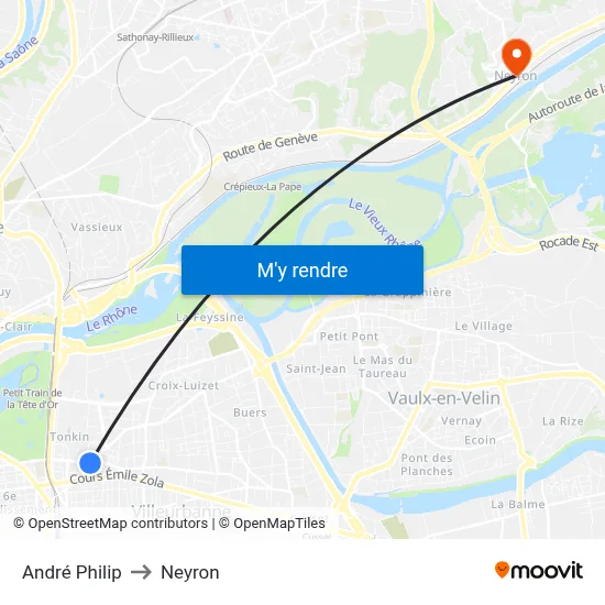 André Philip to Neyron map
