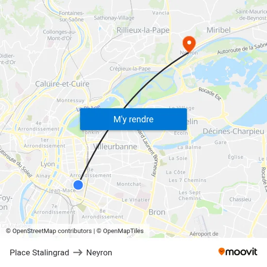 Place Stalingrad to Neyron map
