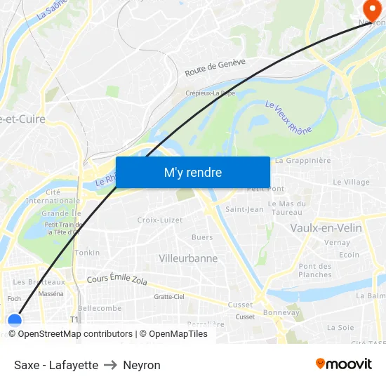 Saxe - Lafayette to Neyron map