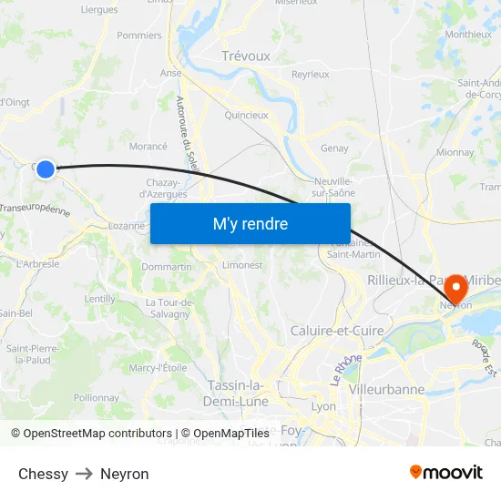 Chessy to Neyron map