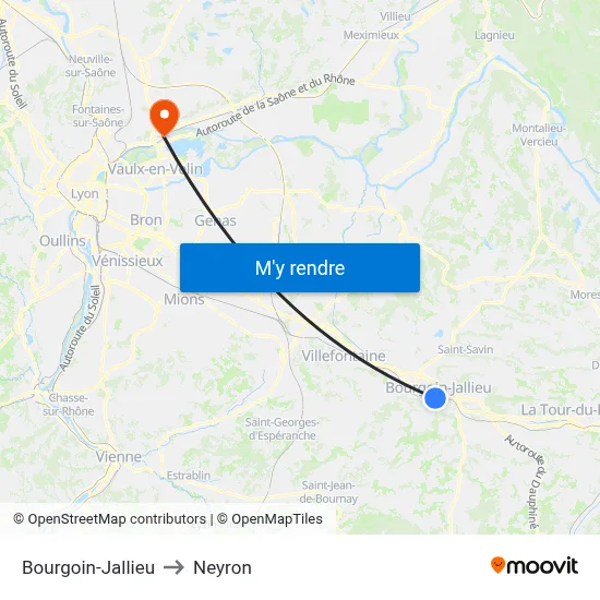 Bourgoin-Jallieu to Neyron map