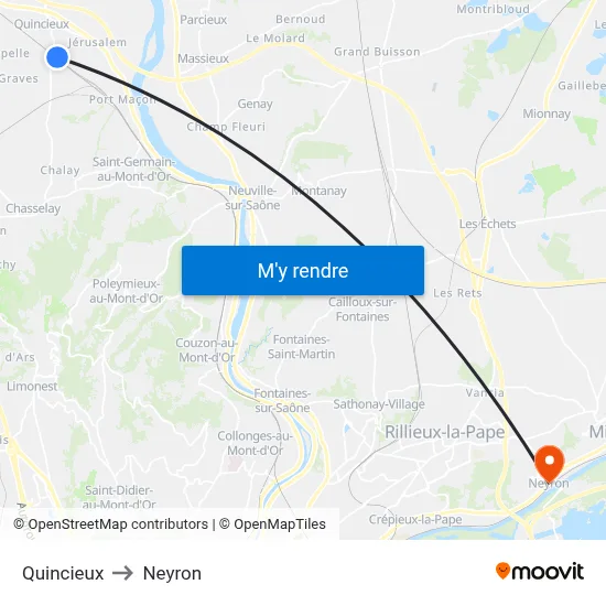 Quincieux to Neyron map