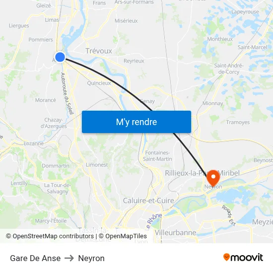 Gare De Anse to Neyron map