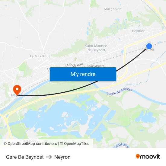 Gare De Beynost to Neyron map