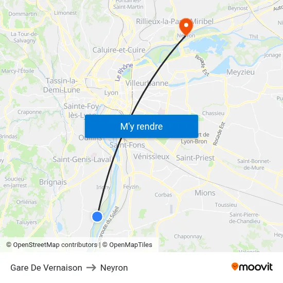 Gare De Vernaison to Neyron map