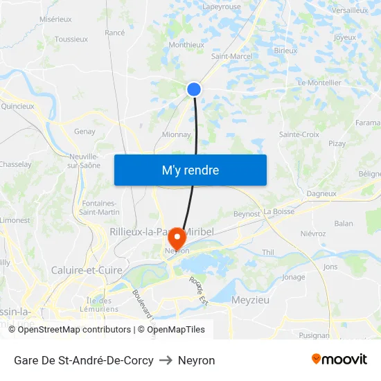 Gare De St-André-De-Corcy to Neyron map